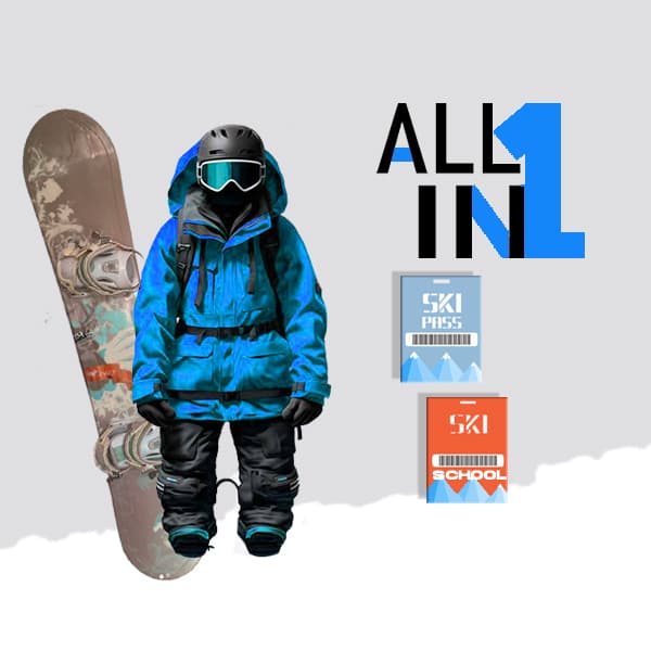  Pack all in One Infantil (6 a 11 años) - Curso + Alquiler + Forfait Baqueira Beret
